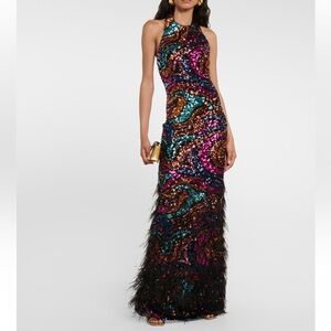 Rebecca Vallance feather trimmed sequin dress